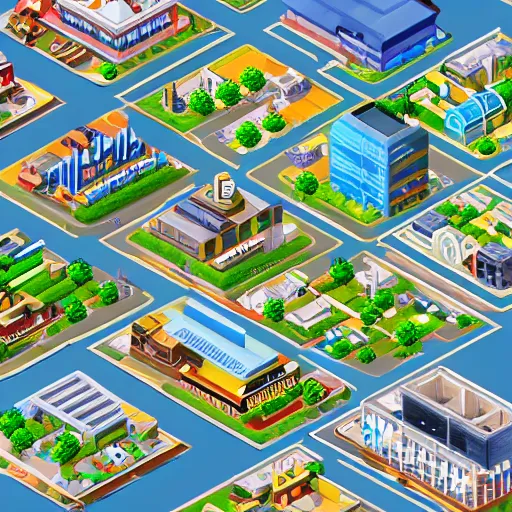 Image similar to isometric building sprite. high density commercial. sim city 4