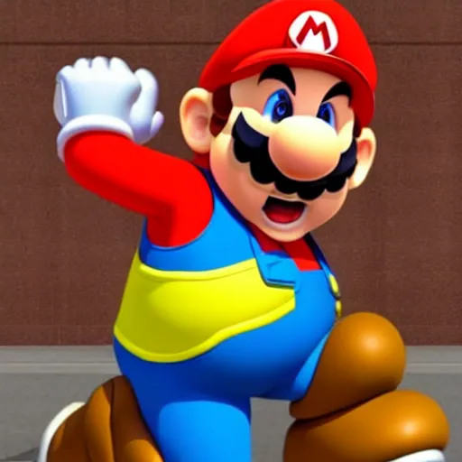 Image similar to Mario but it is Wario But it is actually Mario being Wario that loves Mario