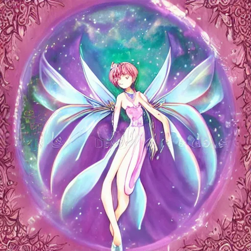 Prompt: Ethereal ice cream faerie princess. Manga artbook illustration by CLAMP.