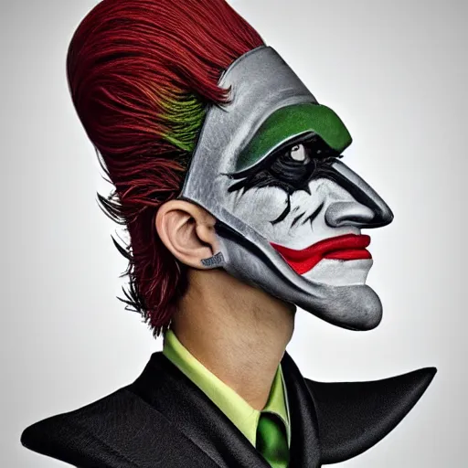 Image similar to professional portrait of the 2 0 1 9 joker wearing a imperial gallic c helmet, 8 k, very detailed, very intricate,