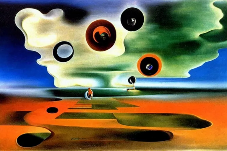 Image similar to born under a bad sign, good luck and trouble are my only friends, colors orange, white!!, dark green, dark blue, surreal abstract painting by salvador dali