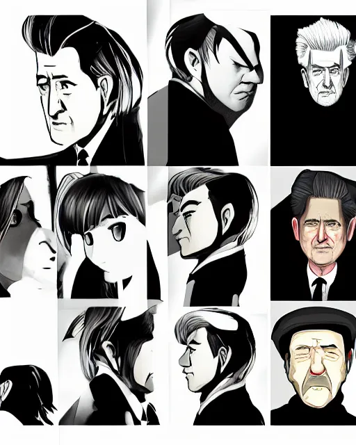 Image similar to a portrait of david lynch, anime drawin style, ghibly, trending on artstation,