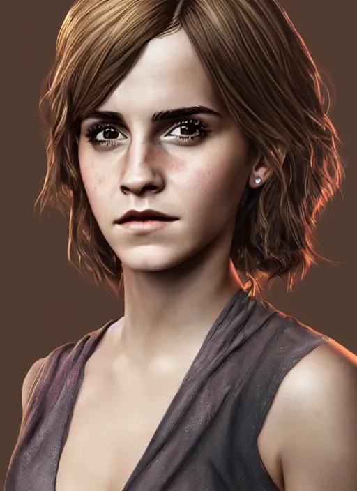 Image similar to highly detailed portrait of emma watson gta 5 art, unreal engine, hot, fantasy art by stephen bliss