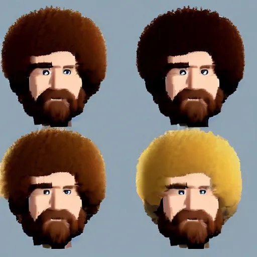 Image similar to bob ross different hair styles details by bob ross