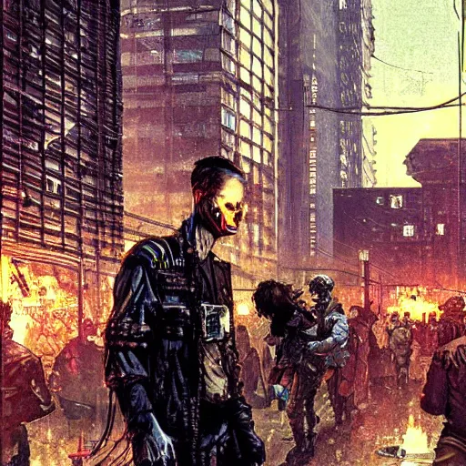 Image similar to a cyberpunk dystopia, highly detailed, Norman Rockwell, bokeh,