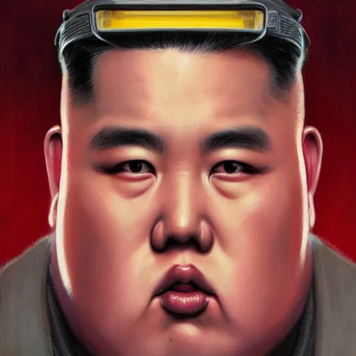 Prompt: the doomslayer as kim jong un a realistic scifi cyberpunk, in ted talk, face closeup portrait art by donato giancola and greg rutkowski, vintage retro scifi, realistic face, digital art, trending on artstation, symmetry,