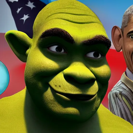 Prompt: Shrek Obama