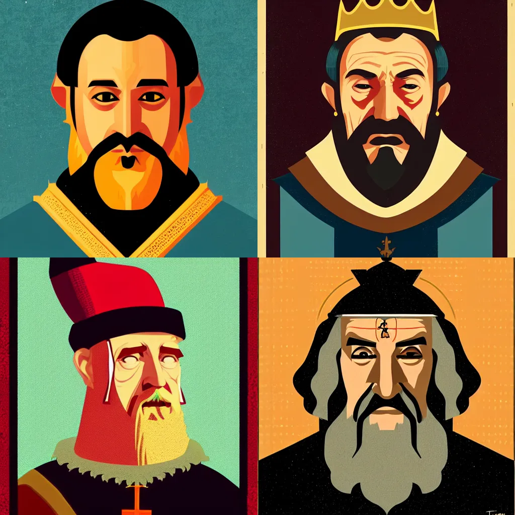 Prompt: portrait of a medieval old king, art by tom whalen, 8 k