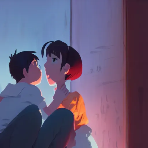 Prompt: an untold love story, during the lockdown period, the two couples gonna miss each other, cory loftis, james gilleard, atey ghailan, makoto shinkai, goro fujita, studio ghibli, rim light, exquisite lighting, clear focus, very coherent, plain background