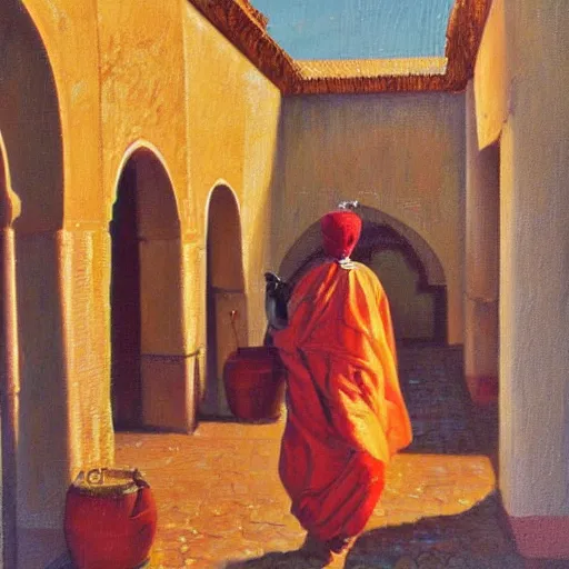 Prompt: the tbourida in morocco fantasia, oil painting, very detailed