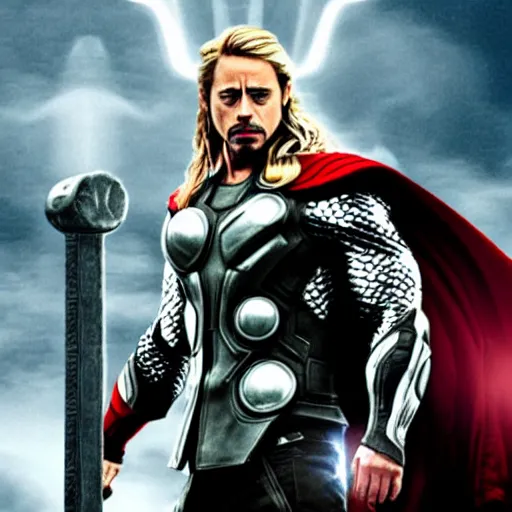 Image similar to robert downey jr as thor