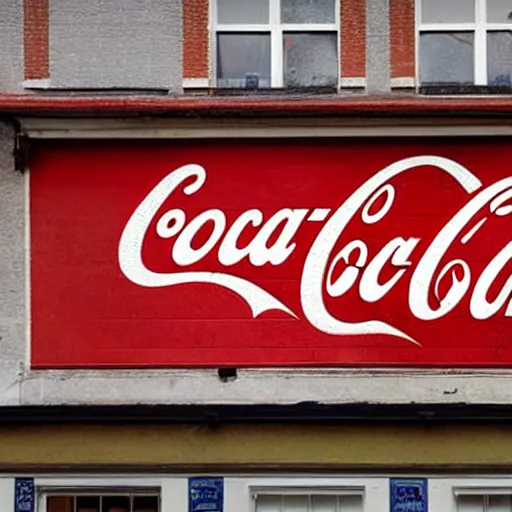 Prompt: a ghost sign on the side of a building, advertising coca - cola