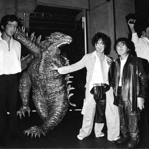 extremely realistic toho godzilla partying at studio 5 | Stable ...