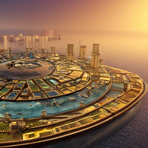 Prompt: solarpunk sea city, highly detailed, 4k, HDR, smooth, sharp focus, hyper realistic, high resolution