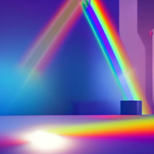 Prompt: a beam of light going through a prism and coming out as a rainbow, refracting, physics, octane render, unreal engine