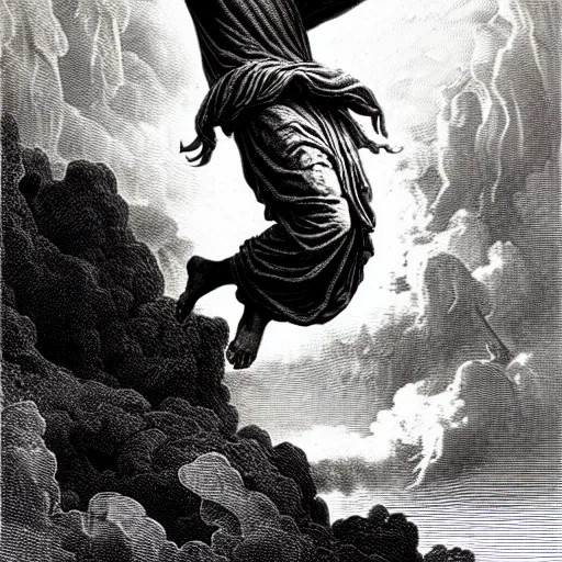 Prompt: cheef keef ascending into heaven holding cough syrup, biblical image, style of gustave dore, highly detailed, beautiful, high contrast, black and white