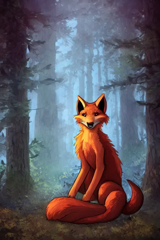 Prompt: a medieval anthropomorphic fox in a forest, trending on furaffinity, trending on artstation, digital art, backlighting, by kawacy, dramatic lighting, cartoon, furry art