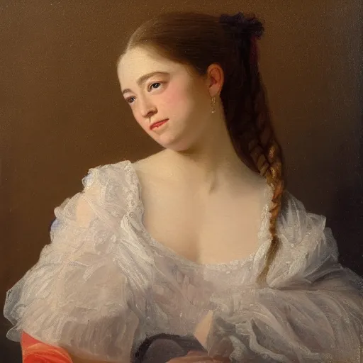 Prompt: a portrait of remy lacroix in an 1 8 5 5 painting by elisabeth jerichau - baumann. painting, oil on canvas