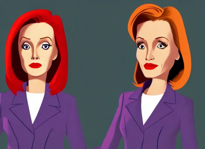 Image similar to dana scully in the style of ( 1 9 7 6 ) disney animation