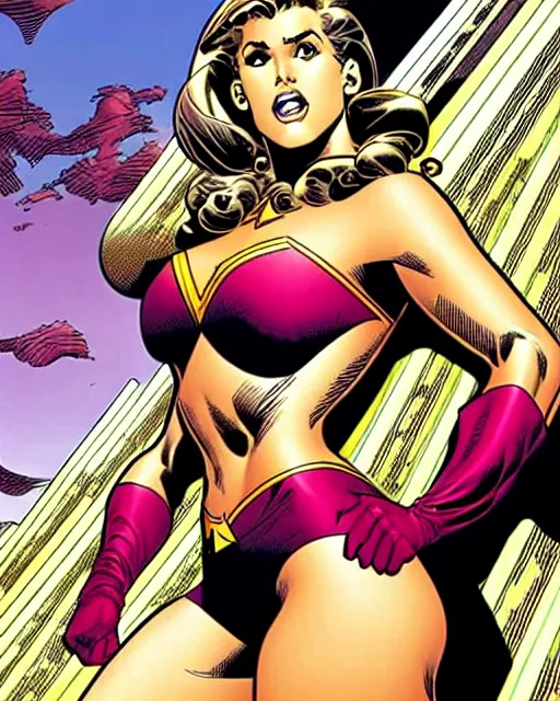 Image similar to carmine infantino comicbook cover art, jessica alba as aphrodite ix