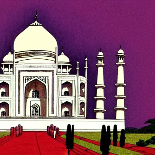 Image similar to taj mahal, drawn by hayao miyazaki