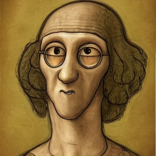 Image similar to handsome squidward portrait, da vinci art style