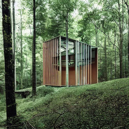 Image similar to a building in the middle of a forest, architecture