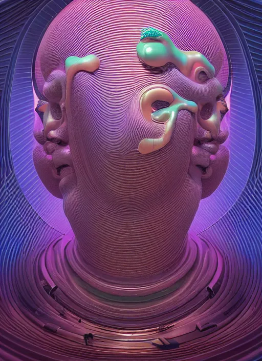 Prompt: highly detailed surreal vfx portrait of a landscape of recursive speakers forming a 3 d head. polyphonic ecstacy, vibrant vibrations, pulse projections, sonic power, ornate, hyperrealistic, octane render, chiaroscuro, inspired by james jean, android jones, beeple, rhads, alphonse mucha, frostbite 3 engine