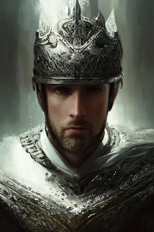 Image similar to king arthur's knight, close-up portrait, powerfull, intricate, elegant, volumetric lighting, scenery, digital painting, highly detailed, artstation, sharp focus, illustration, concept art, ruan jia, steve mccurry