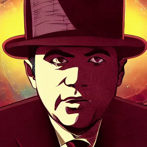 Prompt: portrait of al capone as a space explorer, anime fantasy illustration by tomoyuki yamasaki, kyoto studio, madhouse, ufotable, square enix, cinematic lighting, trending on artstation