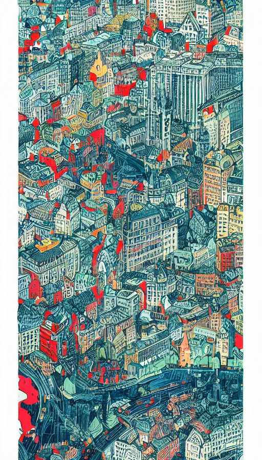 Image similar to stockholm city portrait of a beautiful world, by james jean