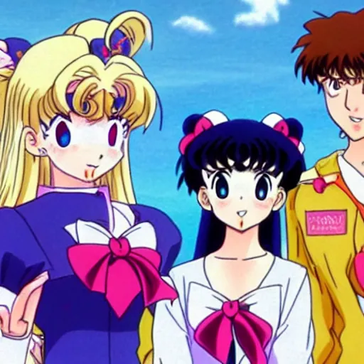 Prompt: sailor moon visiting tohru Honda and the sohma family, anime