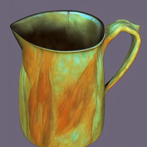 Prompt: impressionist symetrical paris steel jug, by egon schiele and anton pieck, zbrush central, detailed painting