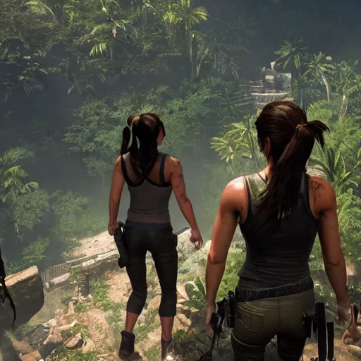 Image similar to alex jones stars in shadow of the tomb raider, video game footage