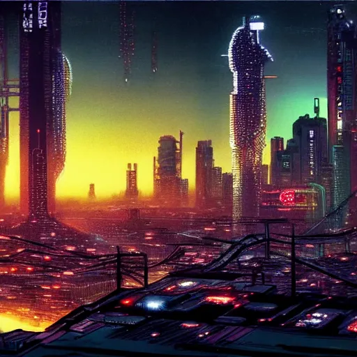 Prompt: cyberpunk landscape of Chiba City at night from Neuromancer