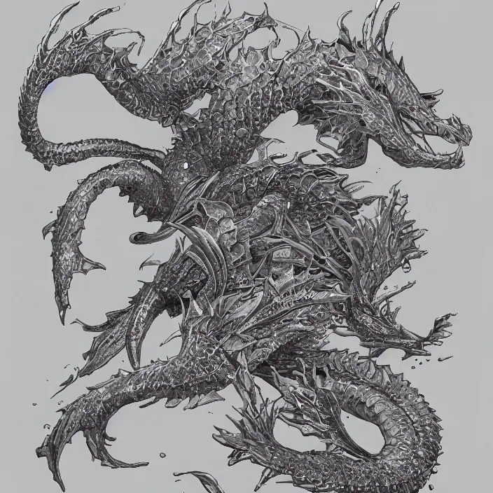 Image similar to underwater sea dragon full body, d & d style, trending on artstation, intricate, highly detailed