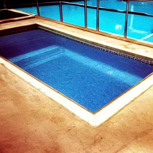 Image similar to Beautiful 2000s phone-camera, soft Photograph of infinite infinite infinite empty pool