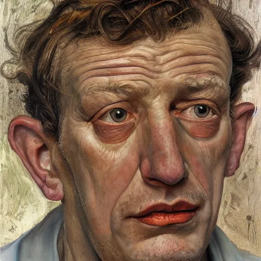 Image similar to high quality high detail painting by lucian freud, hd, myazaki portrait