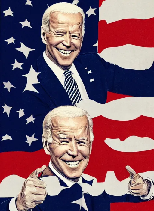 Prompt: joe biden in a ww 2 propaganda poster