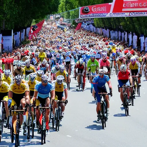 Image similar to biker wining cycling race, tour de france, a lot of people