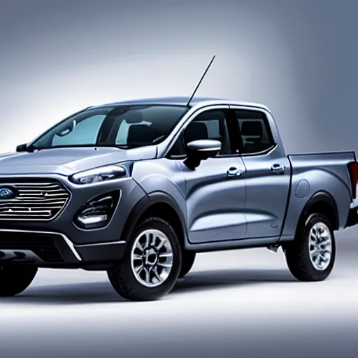 Prompt: A Pickup truck designed and produced by Ford based on the Ford Fiesta in the production year of 2022, promotional photo
