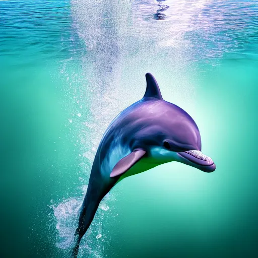 Prompt: a close up of a dolphin under water, a picture by john nicolson, shutterstock contest winner, rayonism, seapunk