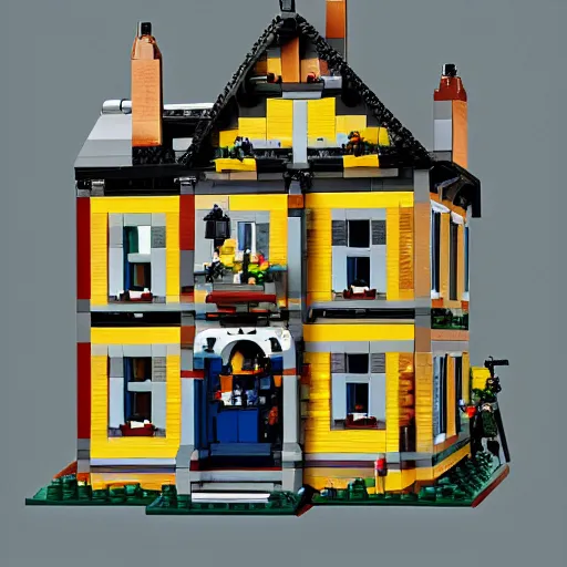 Image similar to lego house, highly detailed, digital painting