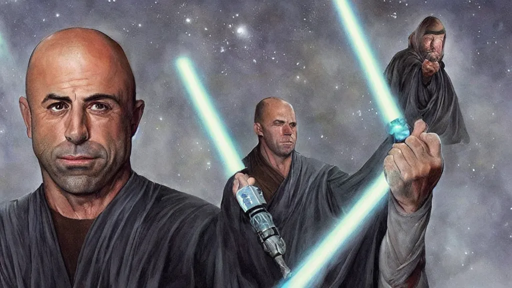 Image similar to A portrait photo of joe rogan as a jedi