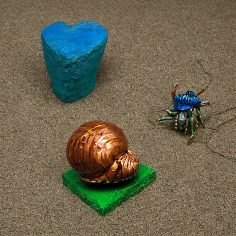 hyperrealistic sculpture of a bronze fossilized human Stable