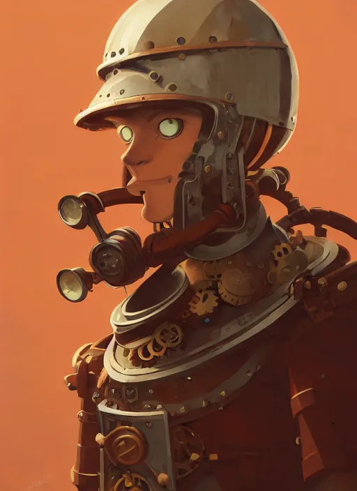 Image similar to detailed portrait of gingermale steampunk knight, by cory loftis, atey ghailan, makoto shinkai, hasui kawase, james gilleard, beautiful, rim light, exquisite lighting, clear focus, very coherent, plain background, soft painting
