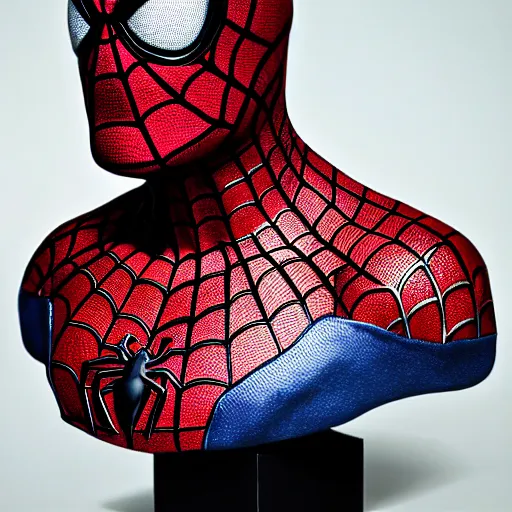 Prompt: spiderman bust,dark background,studio lights