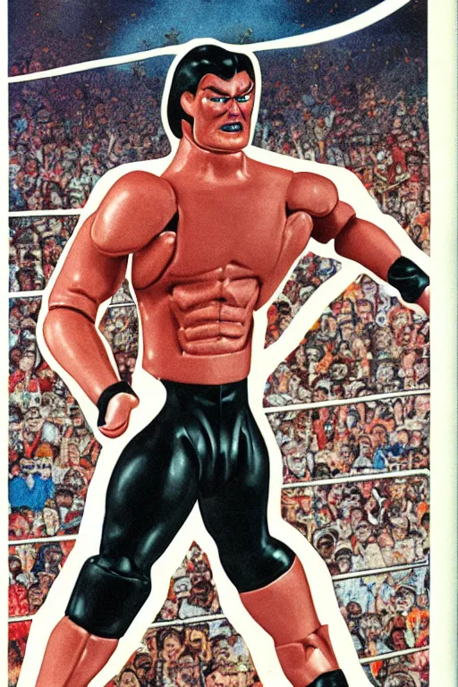 Image similar to detailed illustration, conan o'brien as a 1 9 8 0 s wrestling action figure