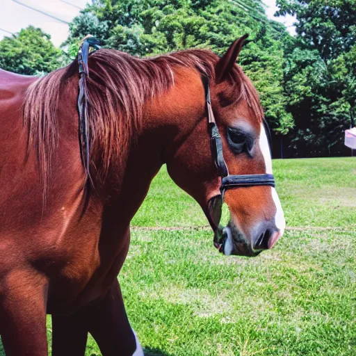 Prompt: Obese Anthro Horse at a County Faire