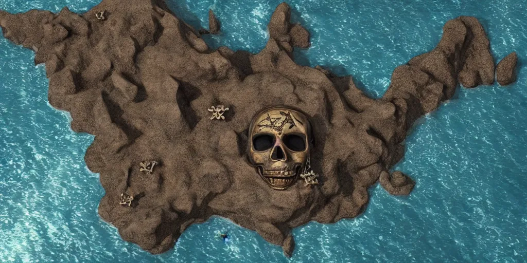 Image similar to photorealistic illustration, pirate treasure map, x marks the spot, detailed map to buried treasure, one - eyed willie ’ s treasure map from the goonies movie, octane render, 8 k resolution,